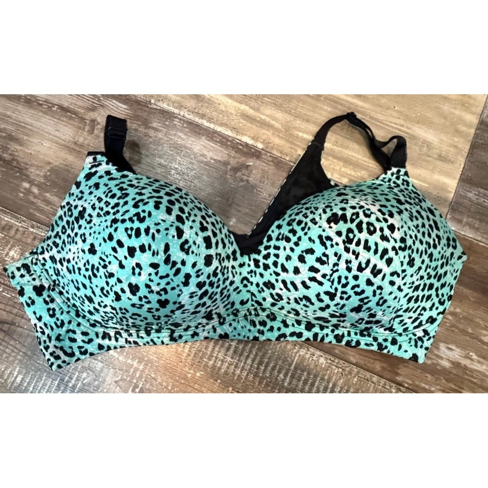 Torrid Curve 44DD Aqua Black Leopard Print Underwire Bra Full Coverage Plus Size